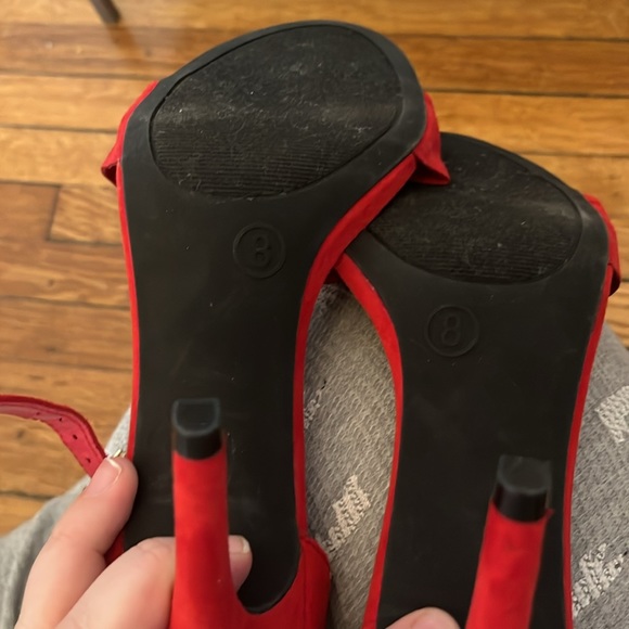 Holiday Heels 🎄 Ruffle strap open toe heels -8 - Picture 4 of 5